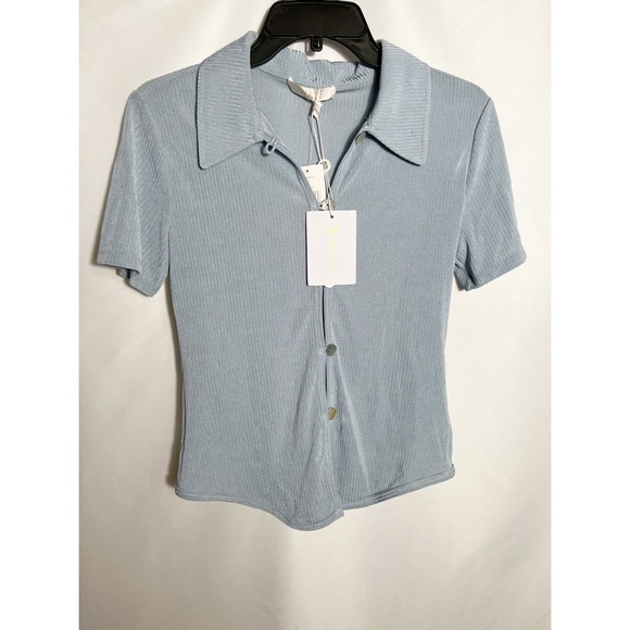 NWT Wayf Naomi Button-Up Blue Shirt - Picture 2 of 4